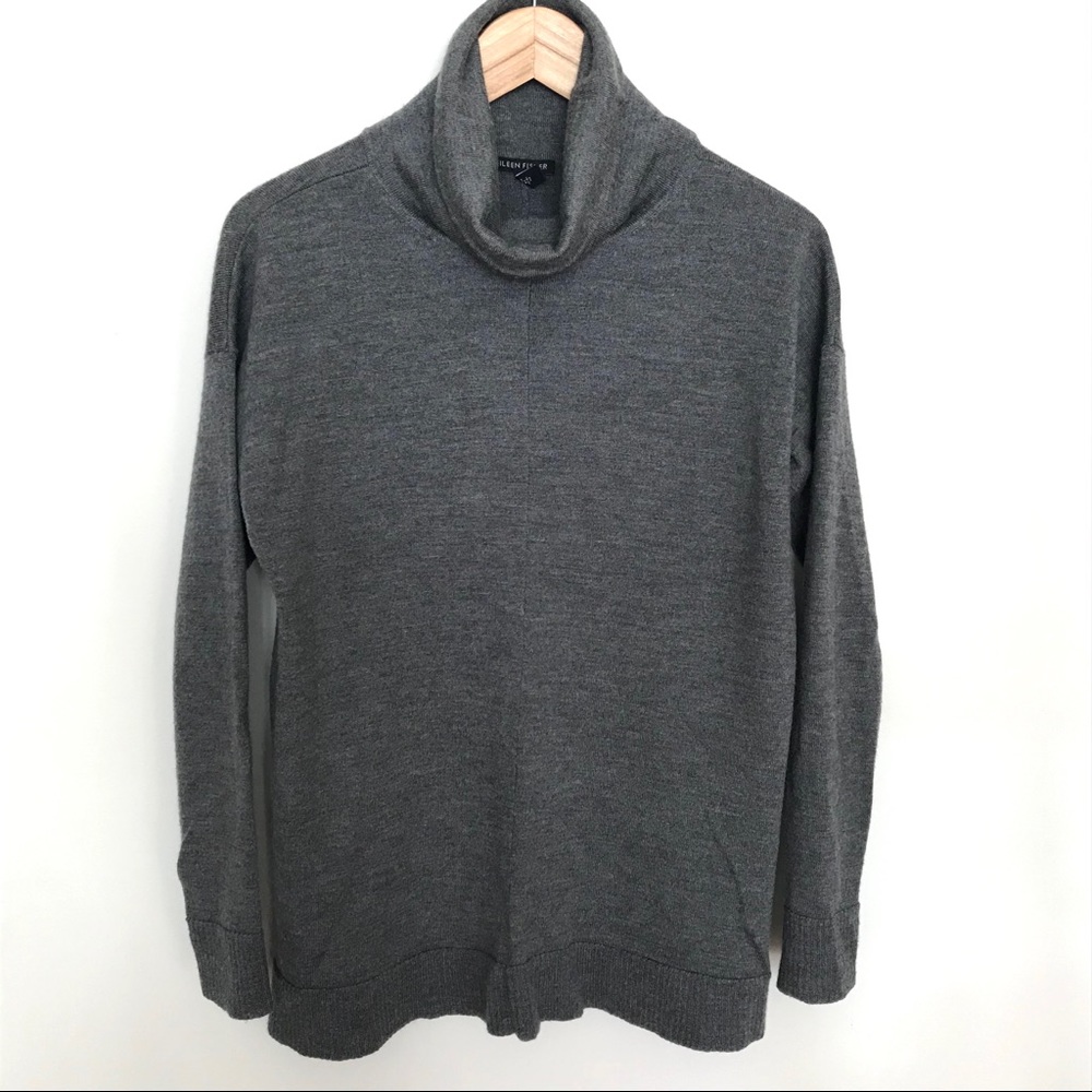 Eileen Fisher merino wool funnel neck sweater